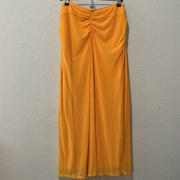HOUSE OF HARLOW 1960 Ruched Midi Skirt, Marigold, Size L - Picture 6 of 7
